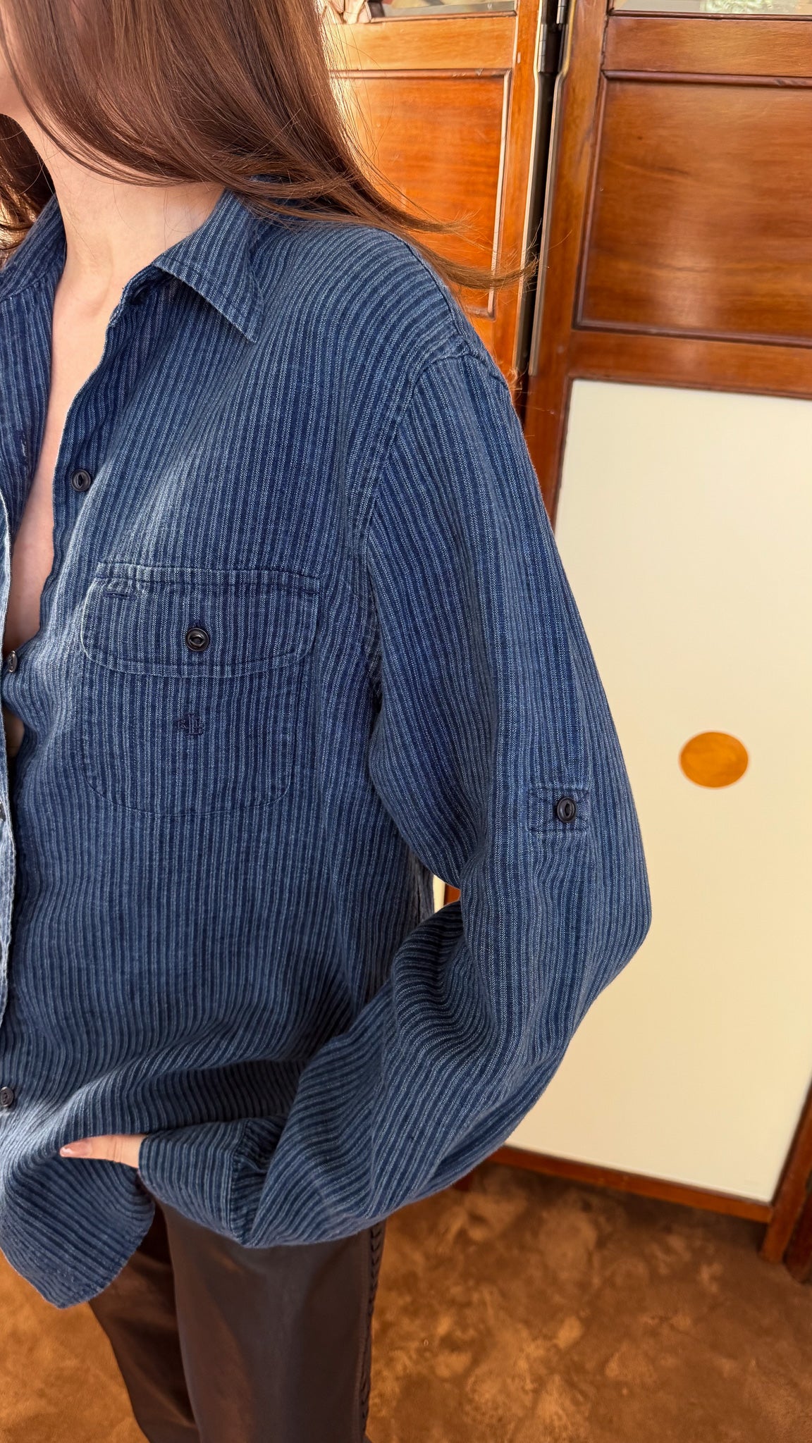 Camicia Ralph Ralph Lauren anni 90 in lino a righe