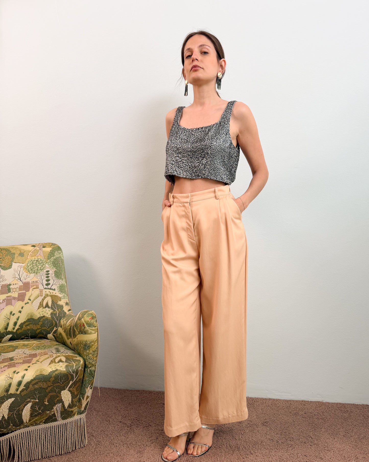 Pantaloni in viscosa sartoriali con pinces davanti