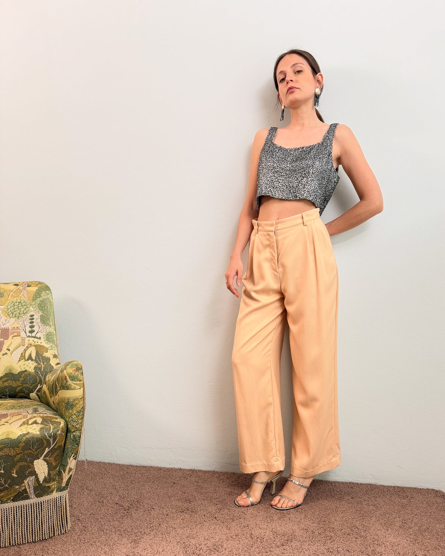 Pantaloni in viscosa sartoriali con pinces davanti