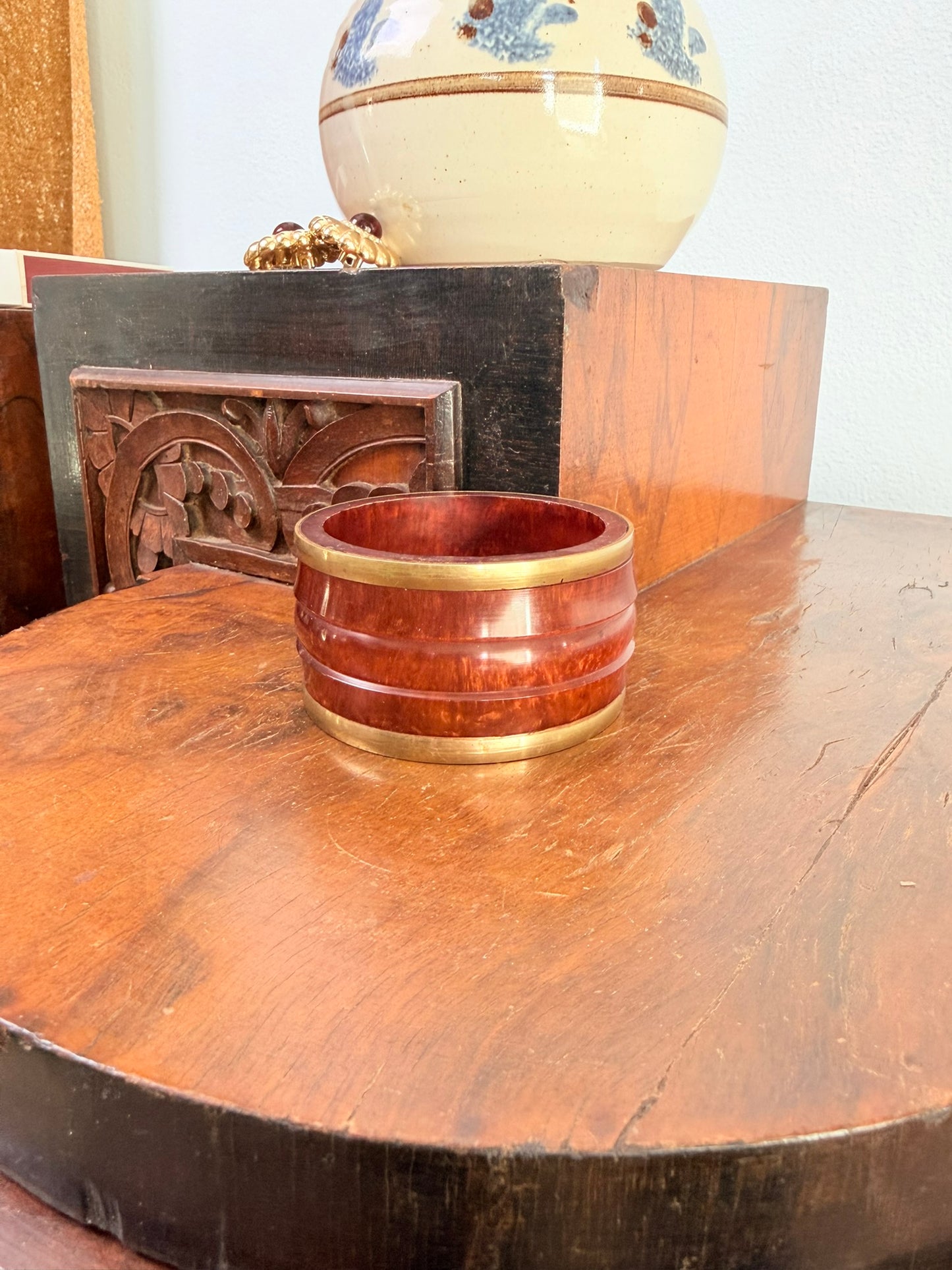 Bracciale Bangle in metallo ottone e bachelite