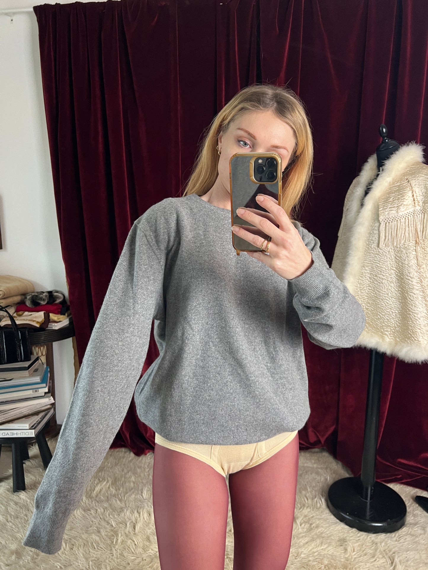 Maglione in puro cachemere grigio melange Grigioperla