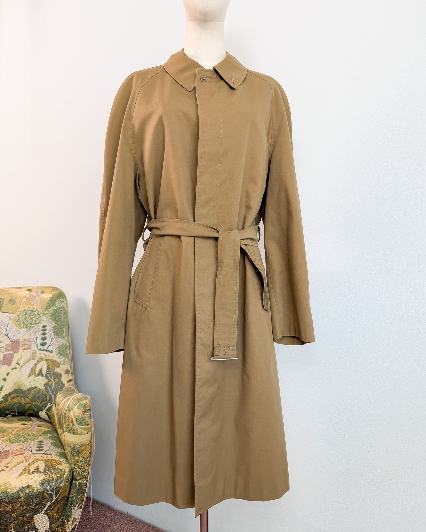 Trench maschile sartoriale monopetto verde militare