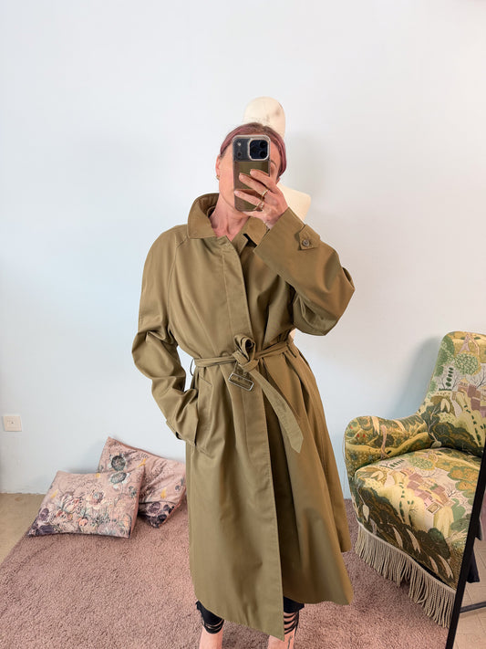 Trench maschile sartoriale monopetto verde militare