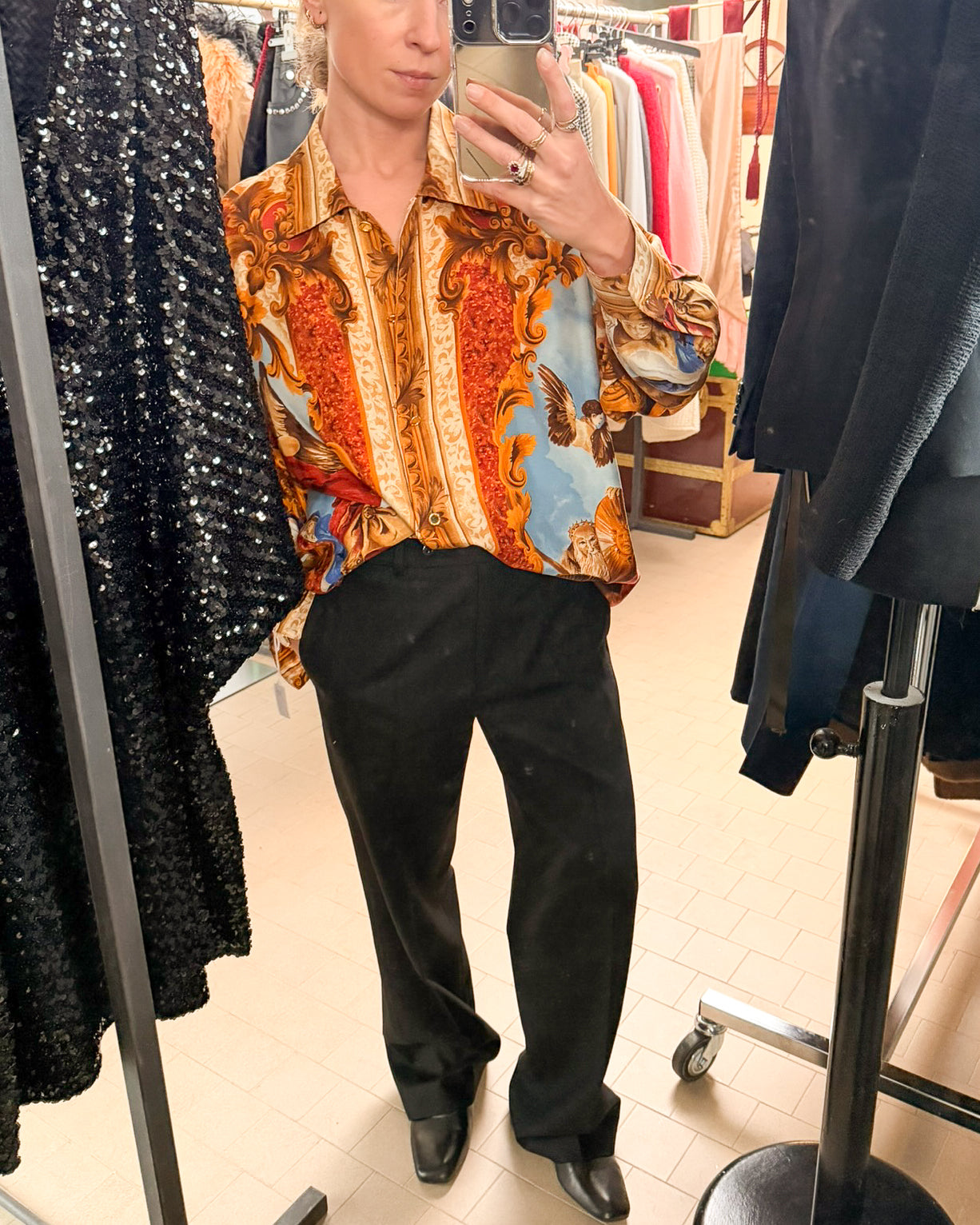 Camicia Genny in seta stampata