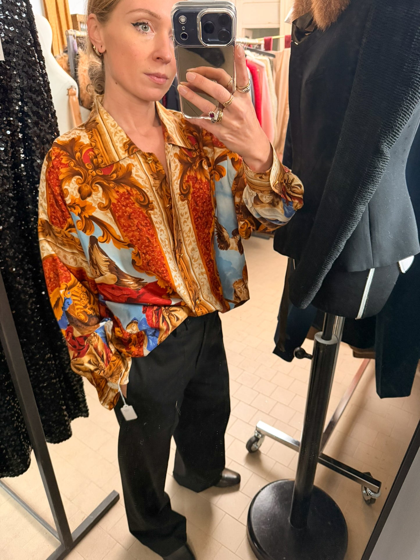 Camicia Genny in seta stampata