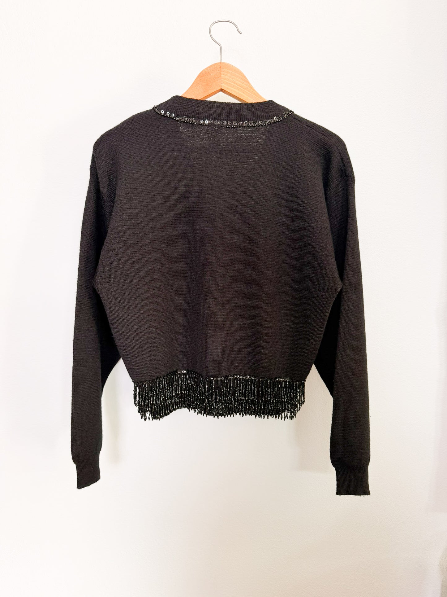 Cardigan vintage con ricami paillettes e perline