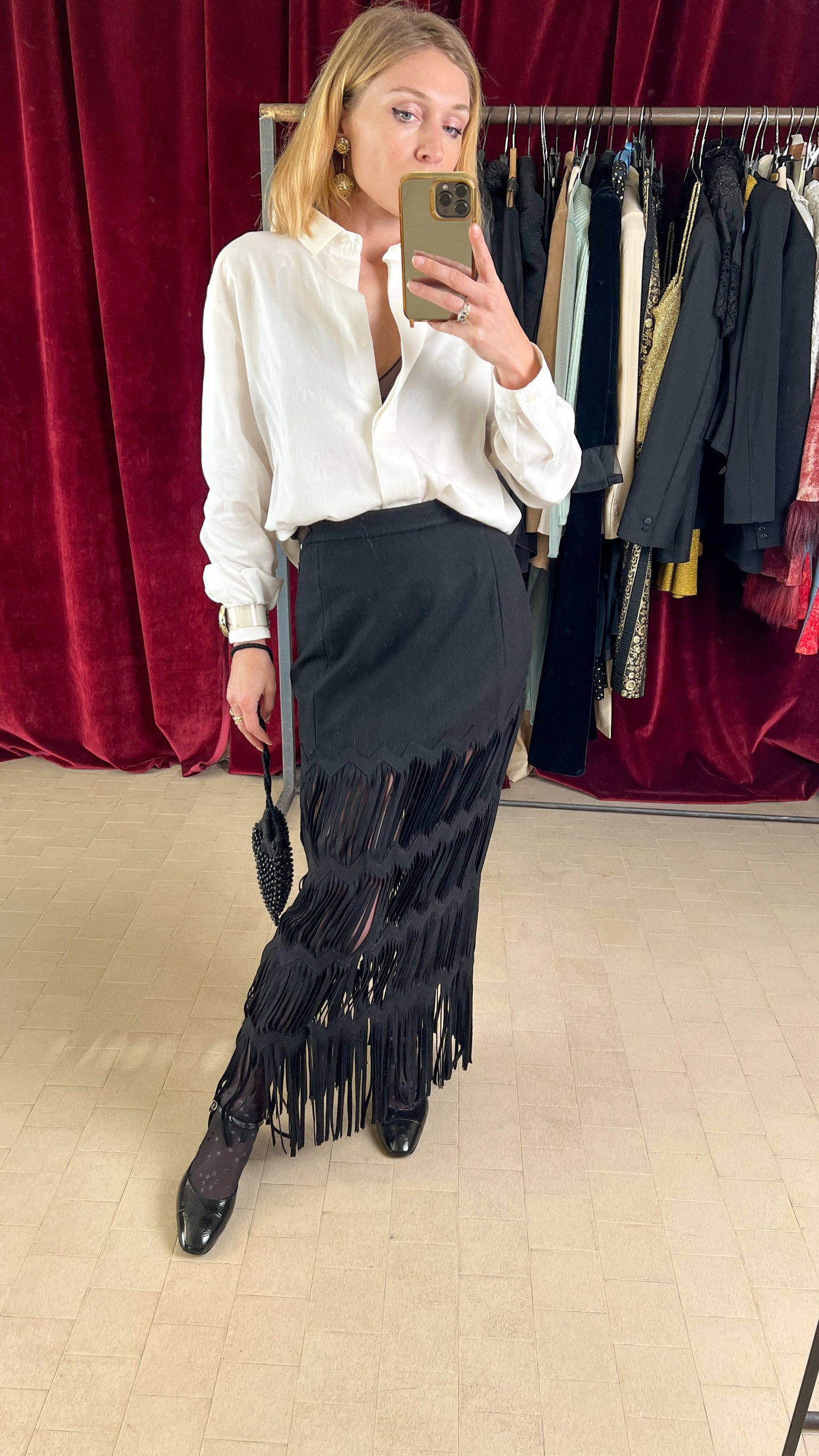 Camicia in cotone jacquard made in Italy bianca