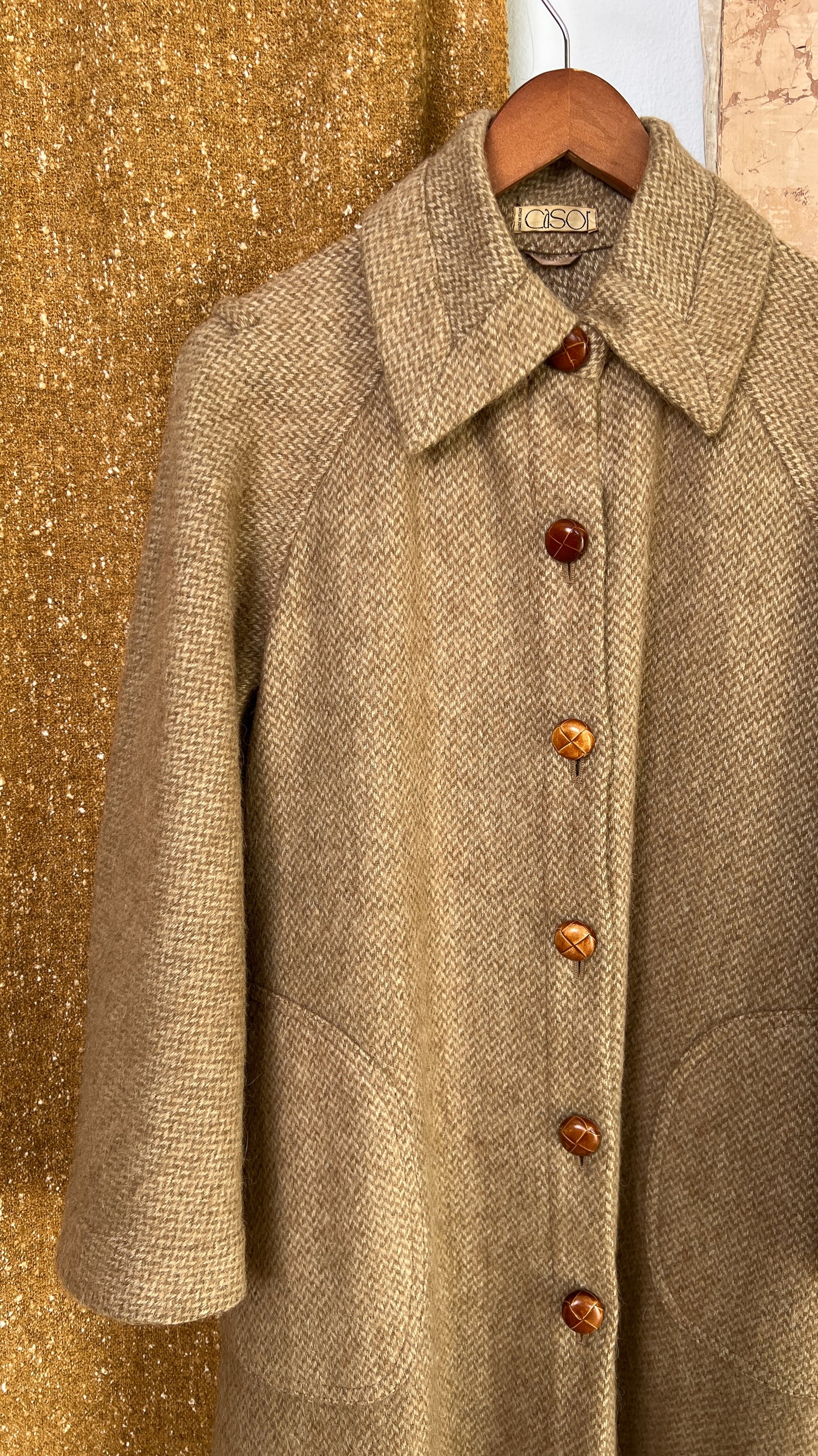 Cappotto anni 70 firmato " Casor" in lana con gilet removibile