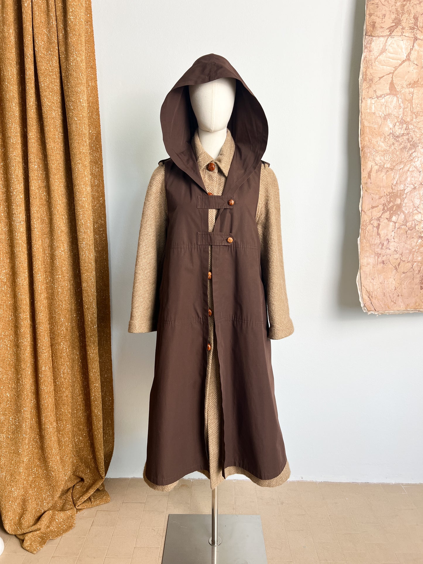 Cappotto anni 70 firmato " Casor" in lana con gilet removibile