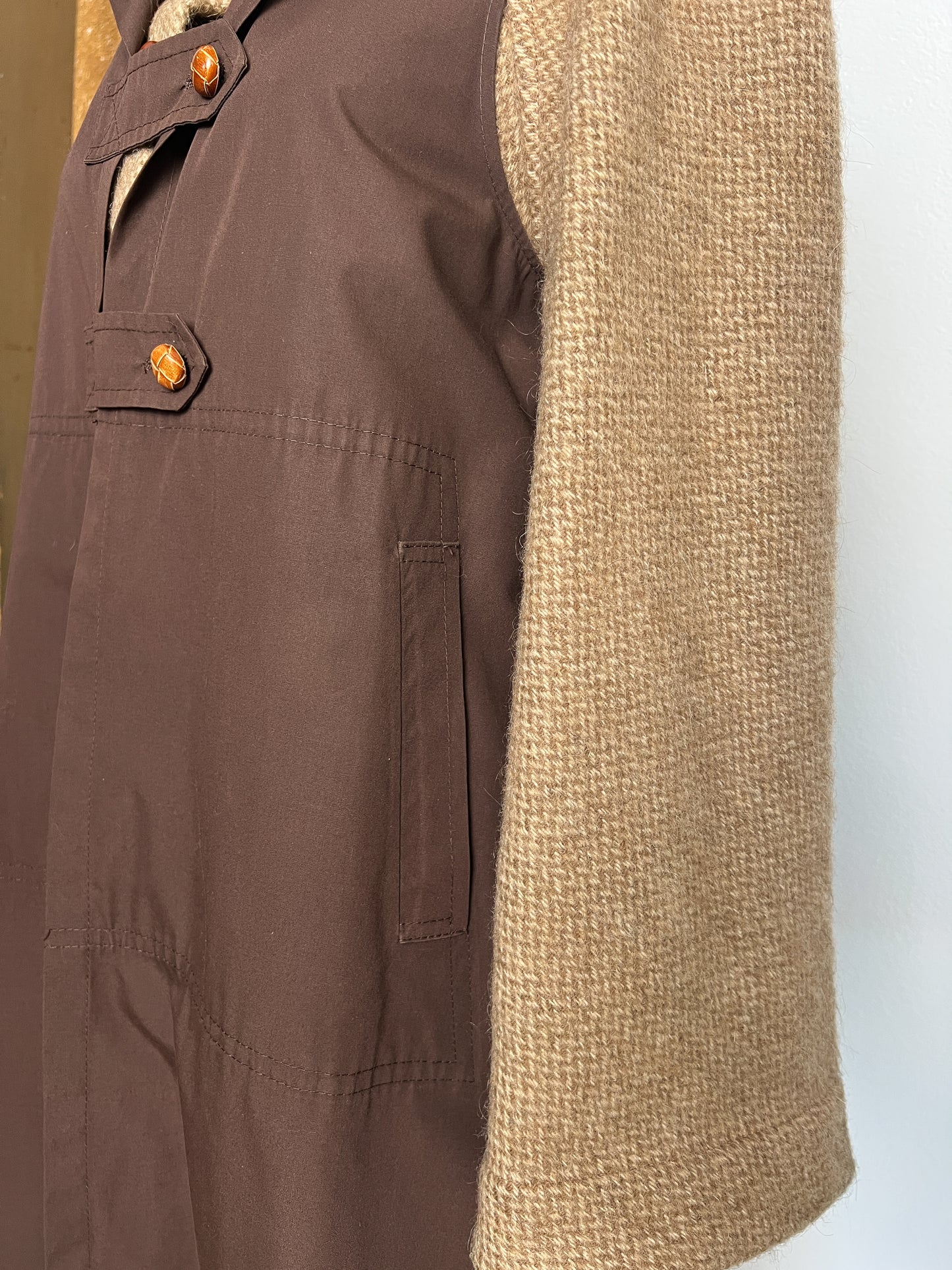 Cappotto anni 70 firmato " Casor" in lana con gilet removibile