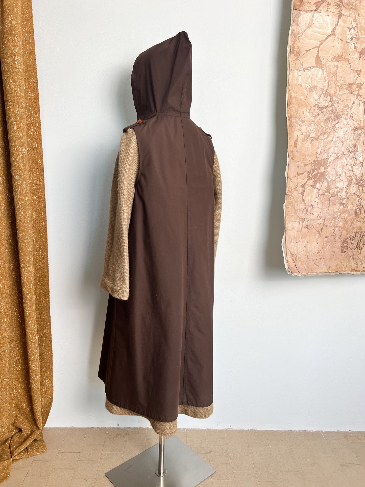 Cappotto anni 70 firmato " Casor" in lana con gilet removibile