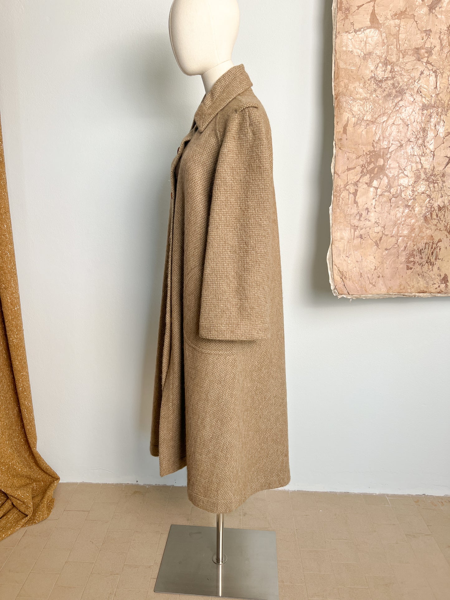 Cappotto anni 70 firmato " Casor" in lana con gilet removibile