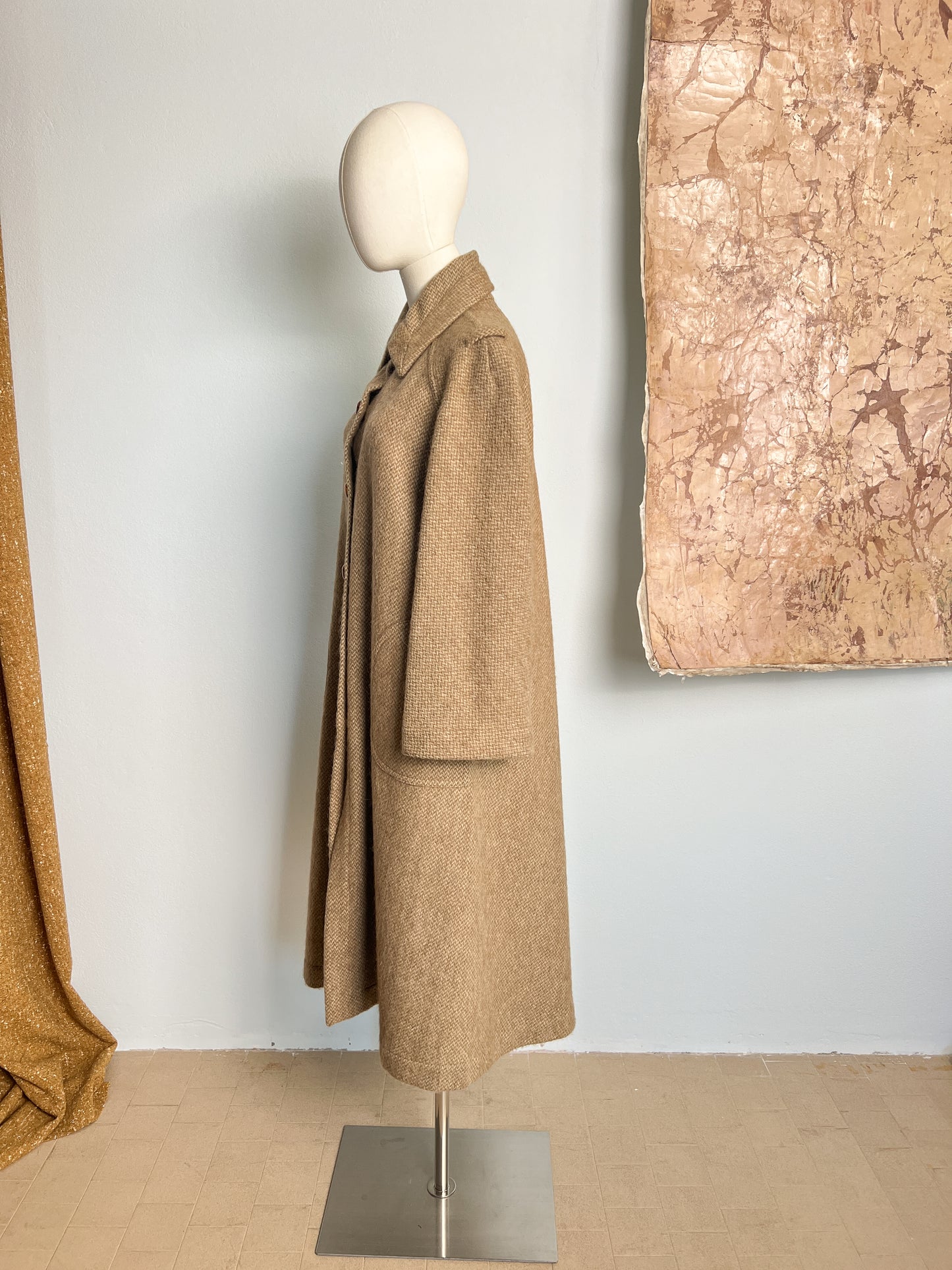 Cappotto anni 70 firmato " Casor" in lana con gilet removibile