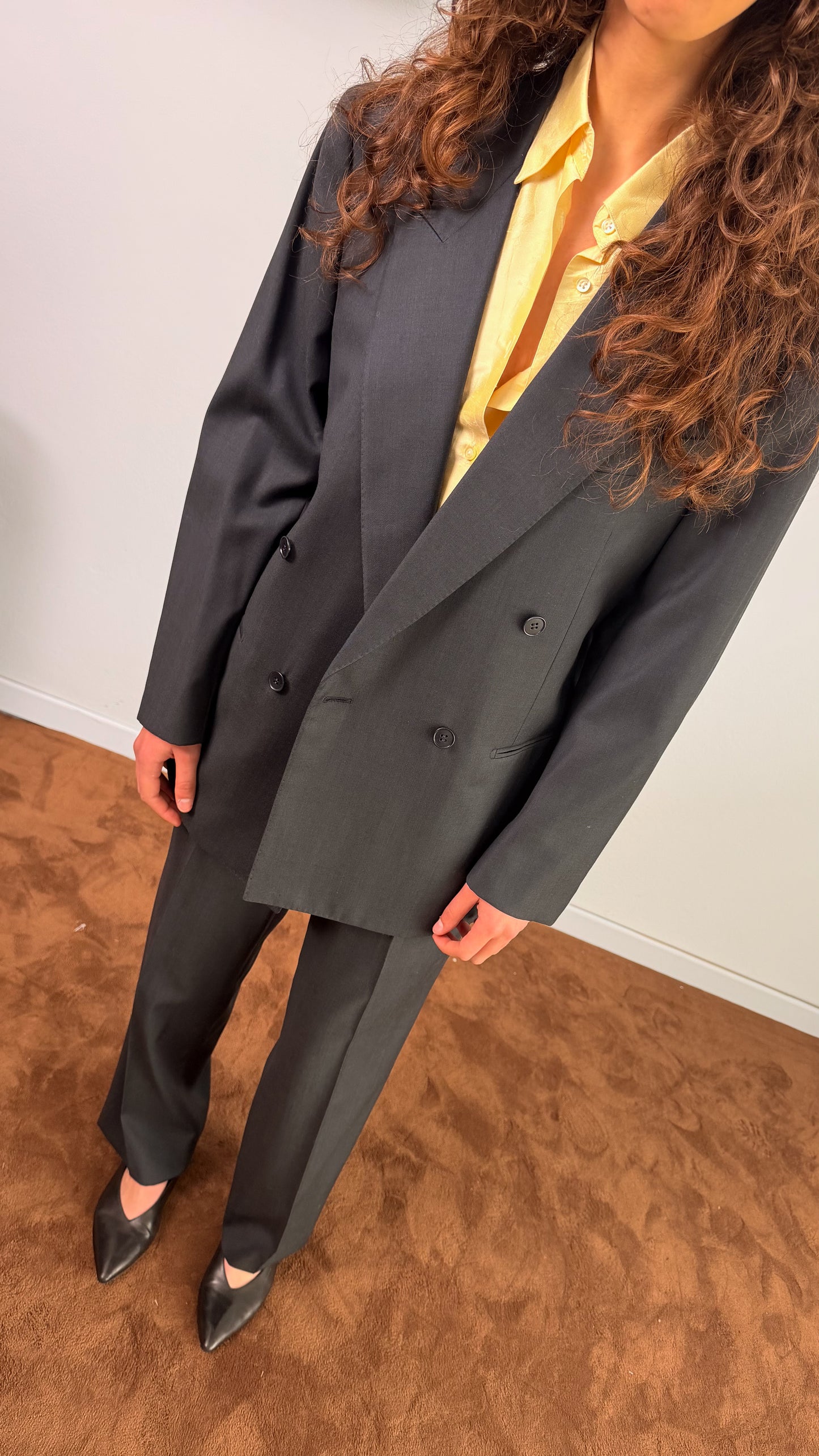 Completo maschile In lana pettinata Loro Piana grigio primaverile