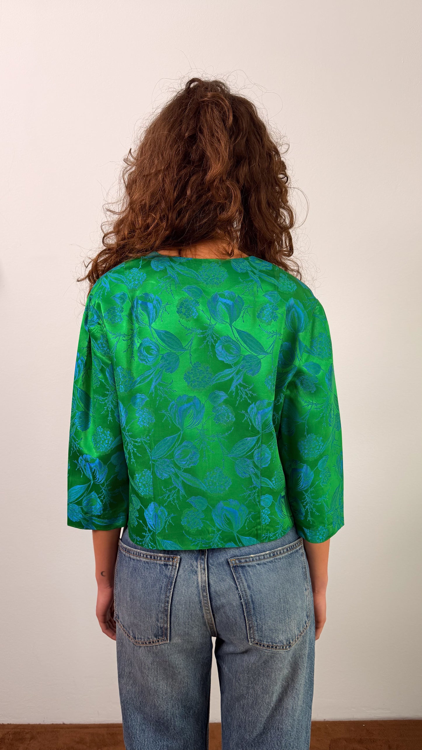 Giacca In tessuto jacquard anni 50 con fiocchetti davanti