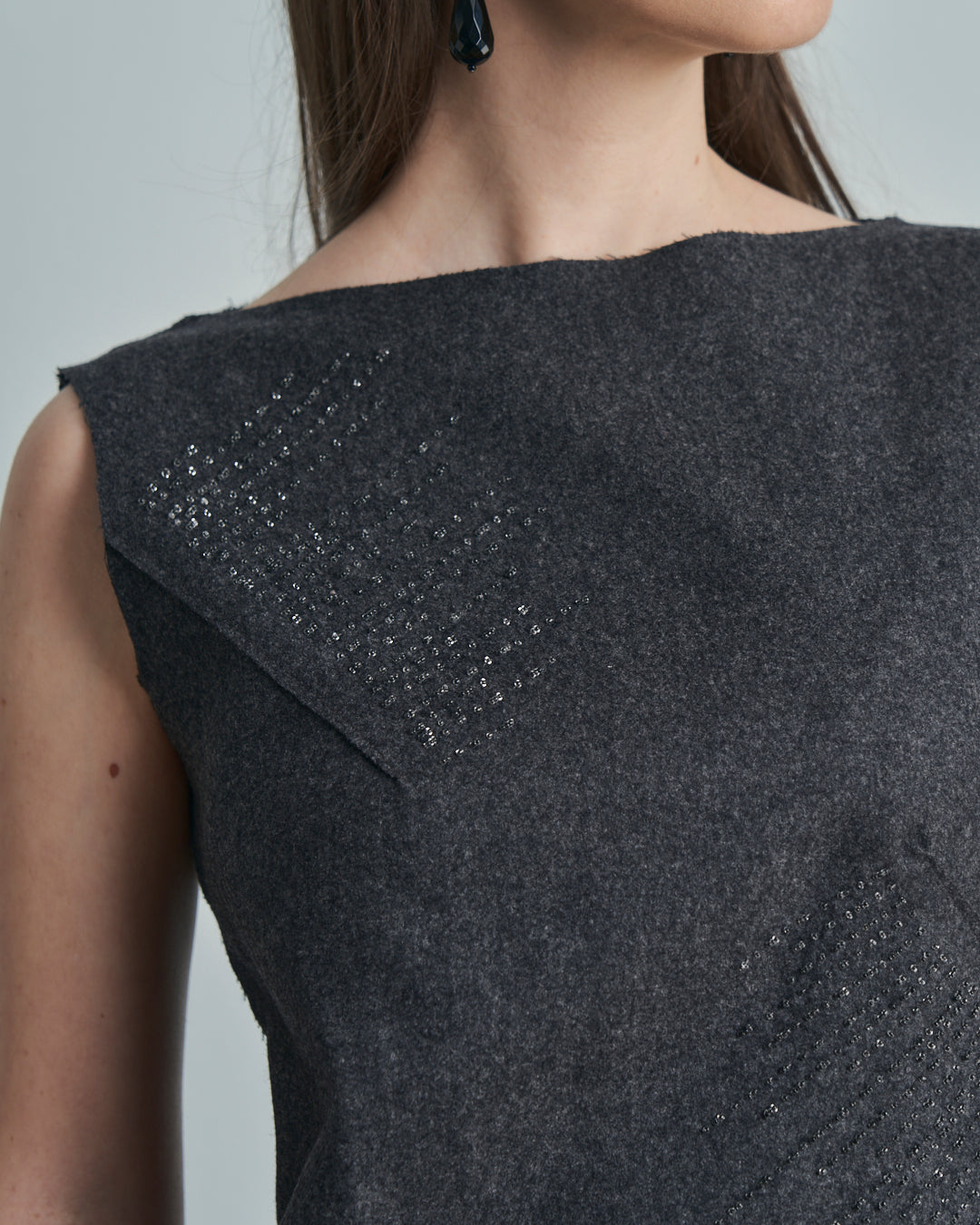 Abito Alberta Ferretti in lana grigio con perline