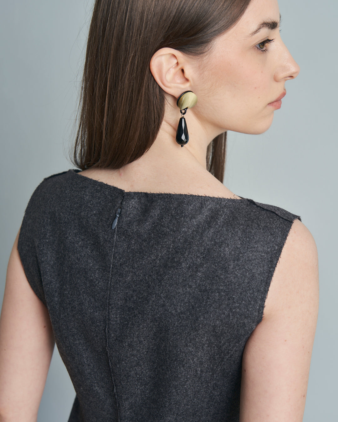 Abito Alberta Ferretti in lana grigio con perline