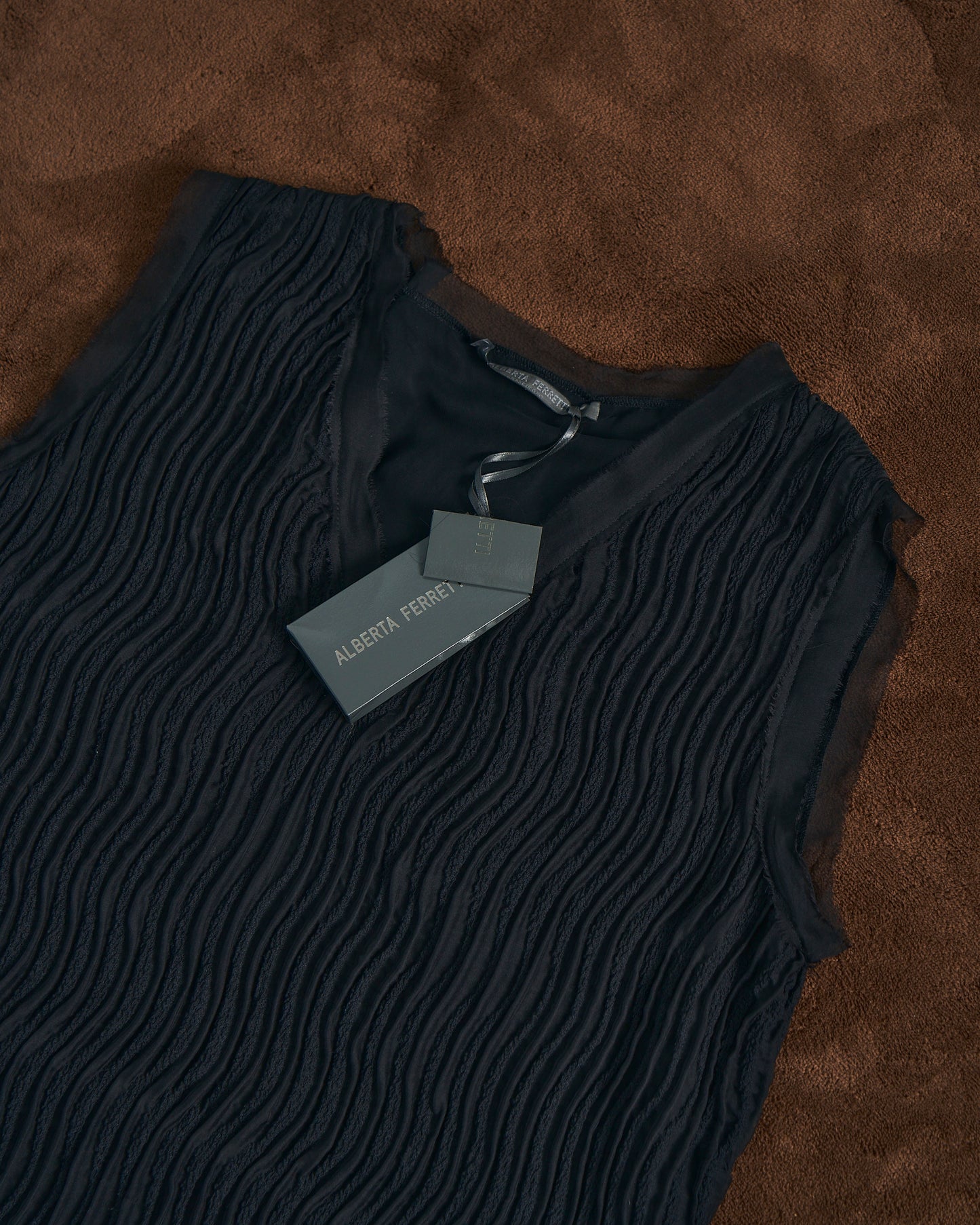 Abito in seta manipolata Alberta Ferretti vintage nuovo