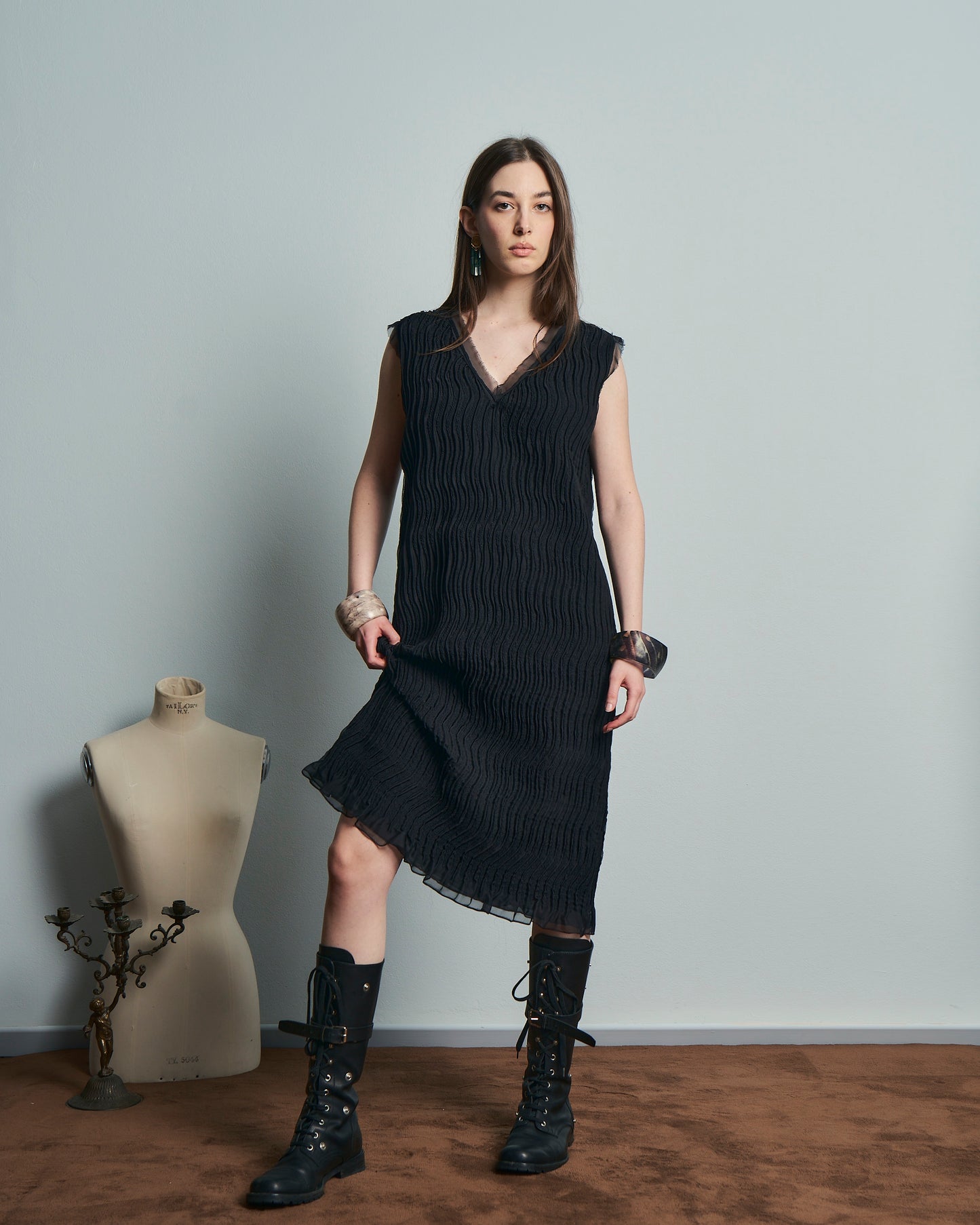 Abito in seta manipolata Alberta Ferretti vintage nuovo