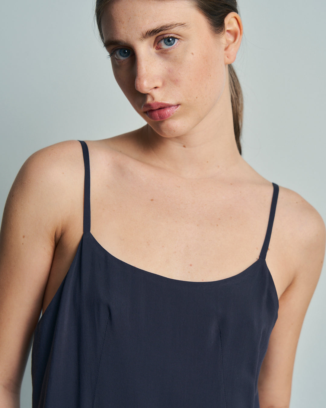 Abito lungo Comme Des Garcons in viscosa e jersey spalline sottili