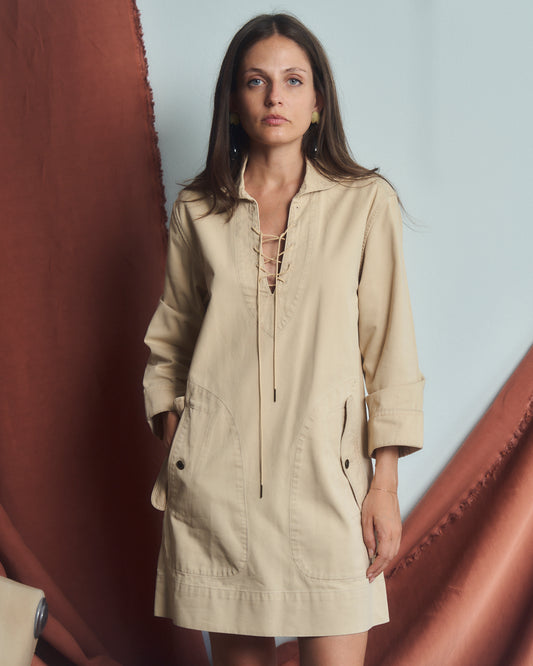 Abito sahariana in cotone drill firmata Ralph Lauren vintage