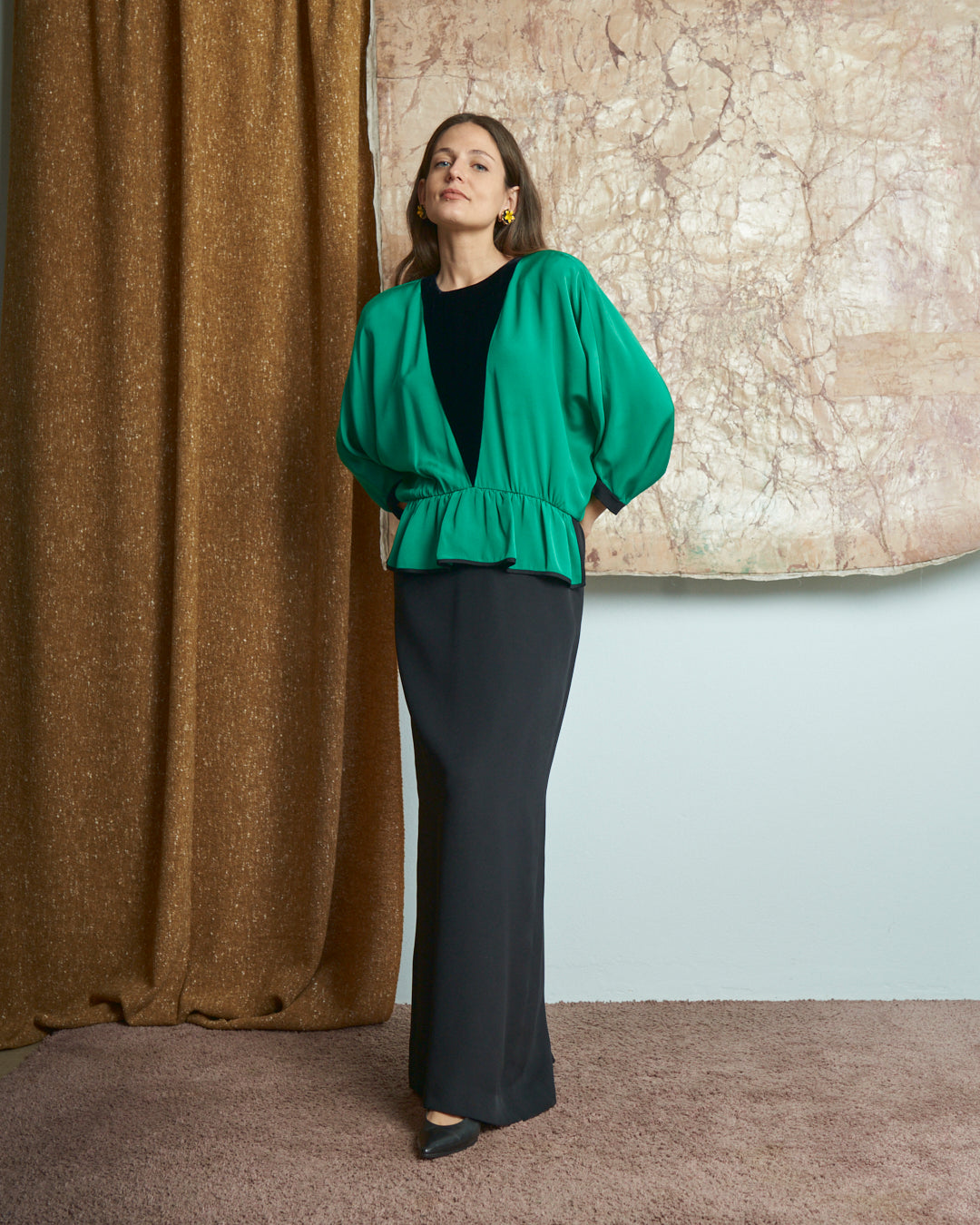 Abito Valentino Night in pura seta e velluto anni 80