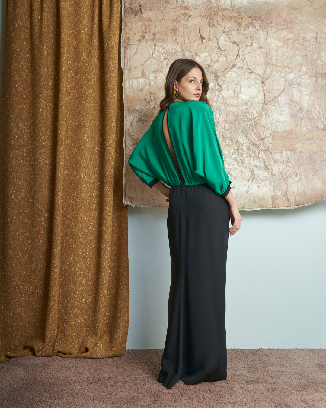 Abito Valentino Night in pura seta e velluto anni 80