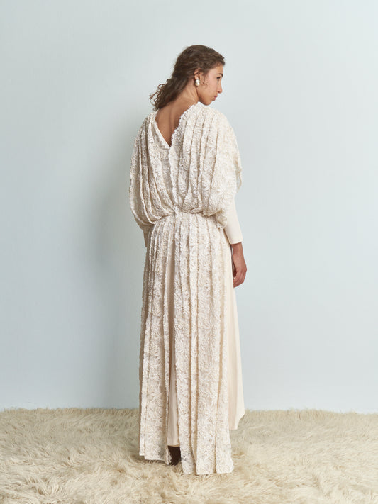 Abito da Sposa fine anni 70 in seta e pizzo ricamato con perline