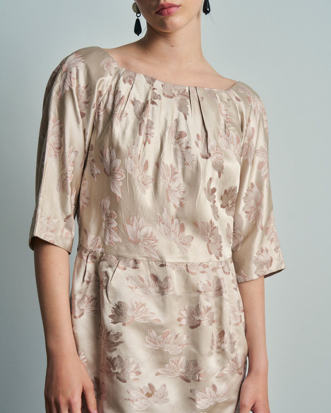 Abito anni 60 autentico in jacquard di seta.
