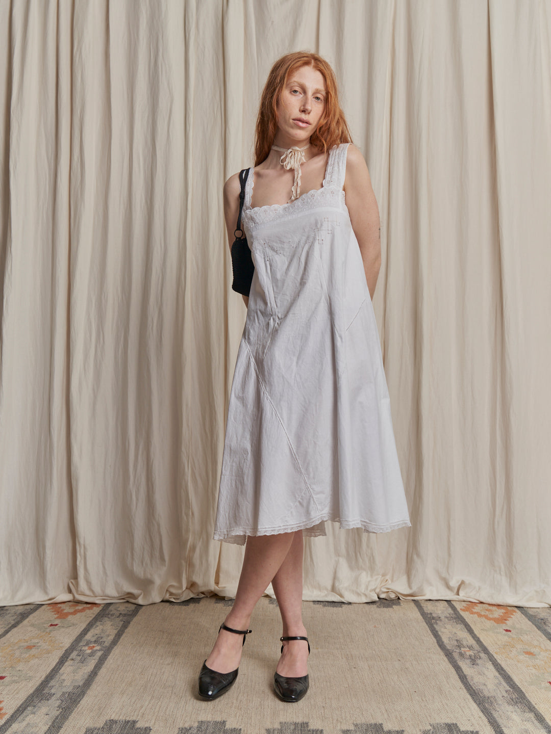 Abito lingerie anni 70 ricamato a mano hand made