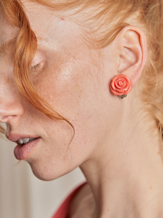 Orecchini a rosa clip argentata