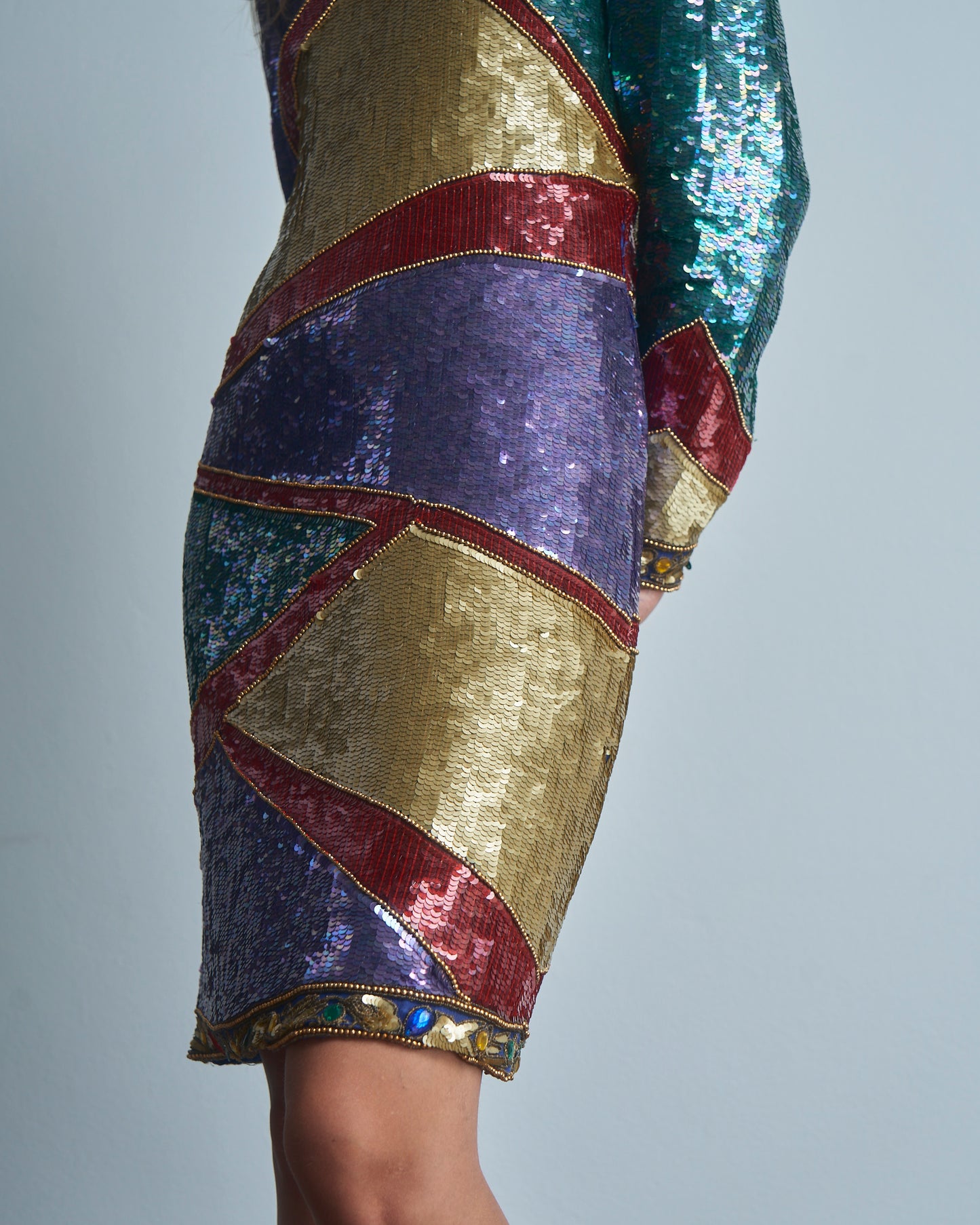 Abito in paillettes e perline fine anni 80