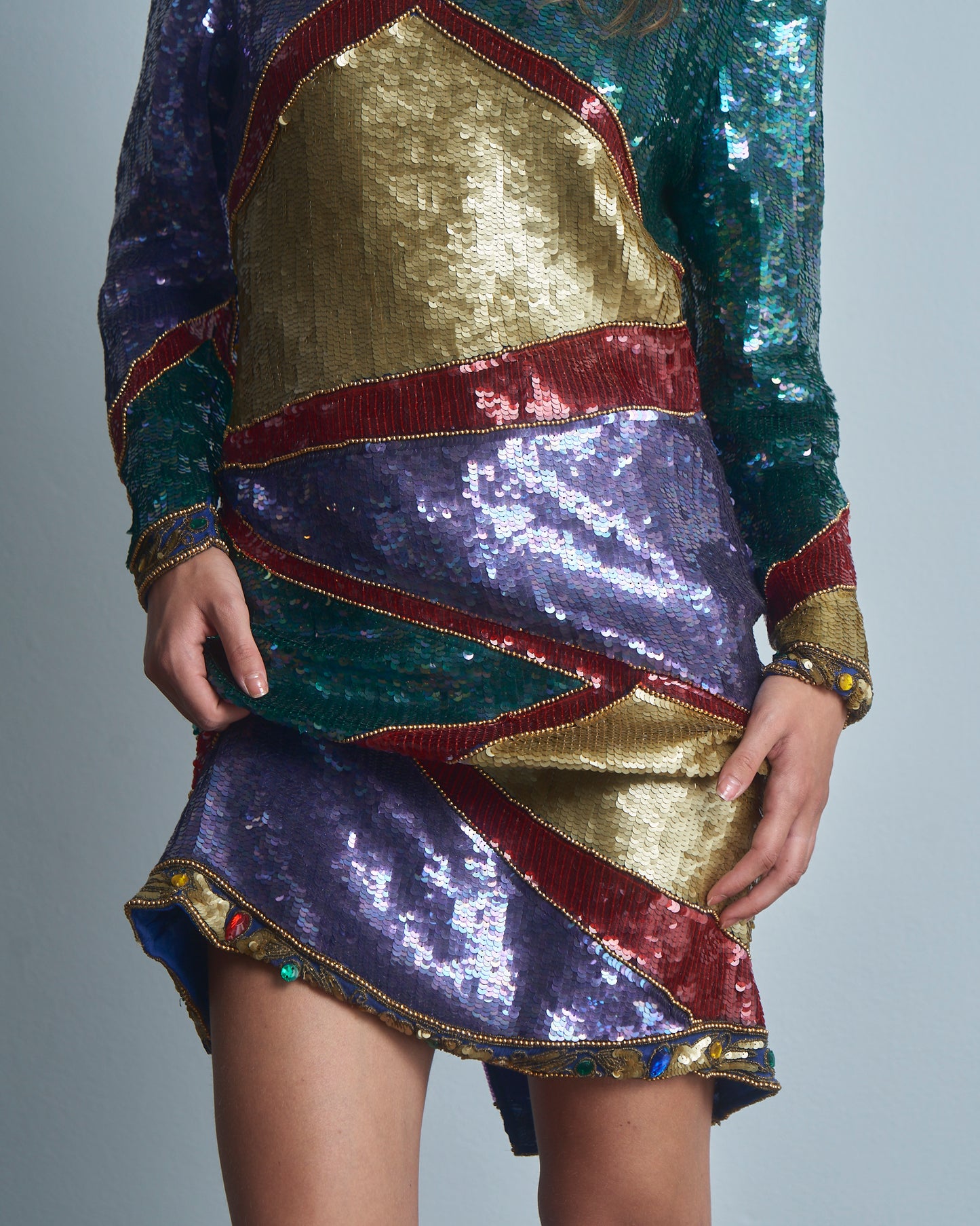 Abito in paillettes e perline fine anni 80