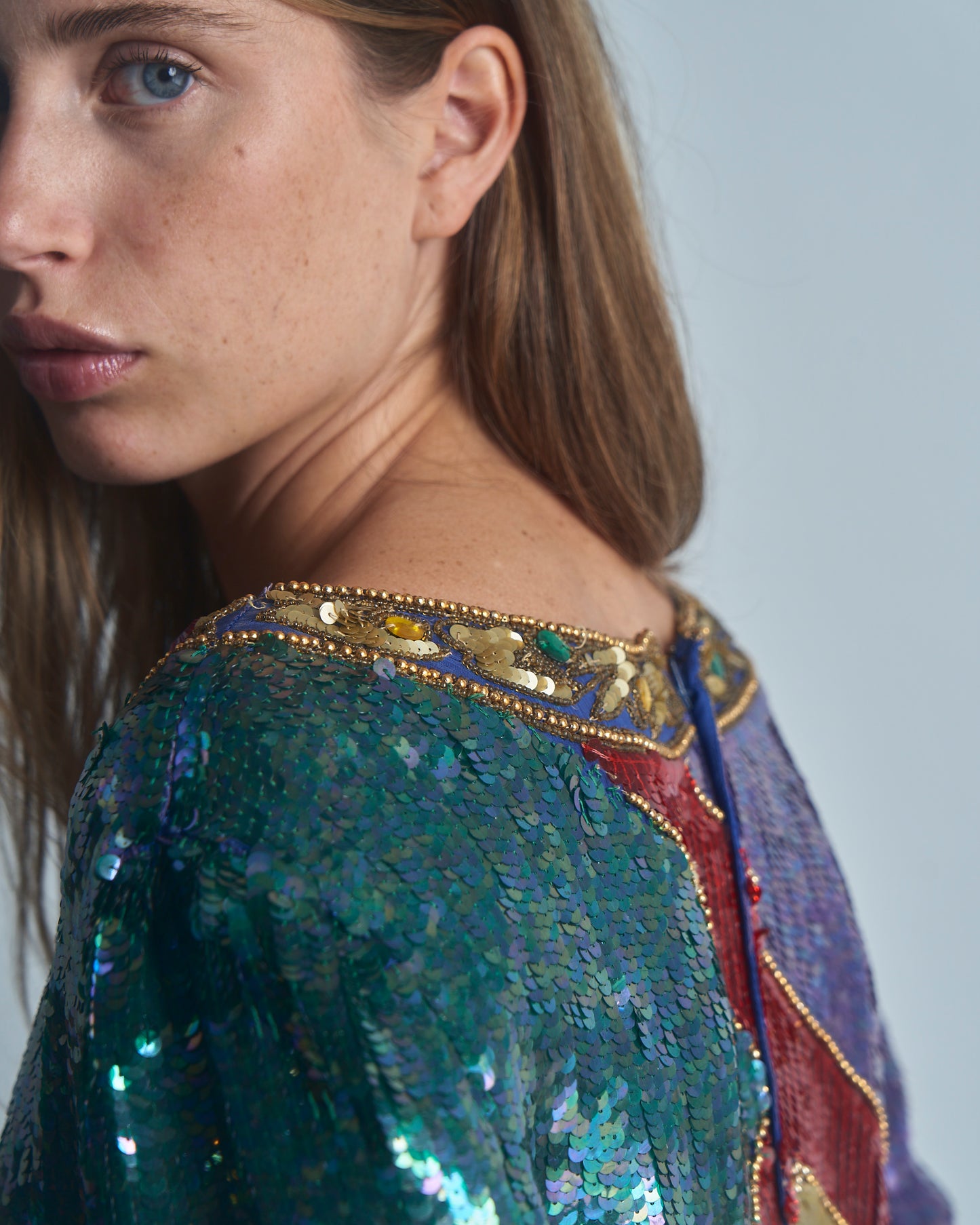Abito in paillettes e perline fine anni 80