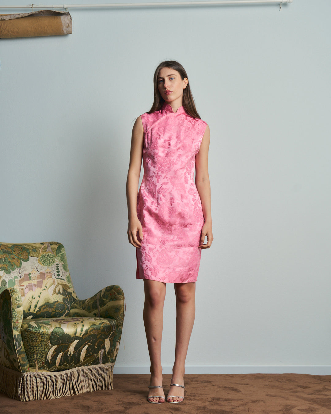 Abito qipao vintage rosa