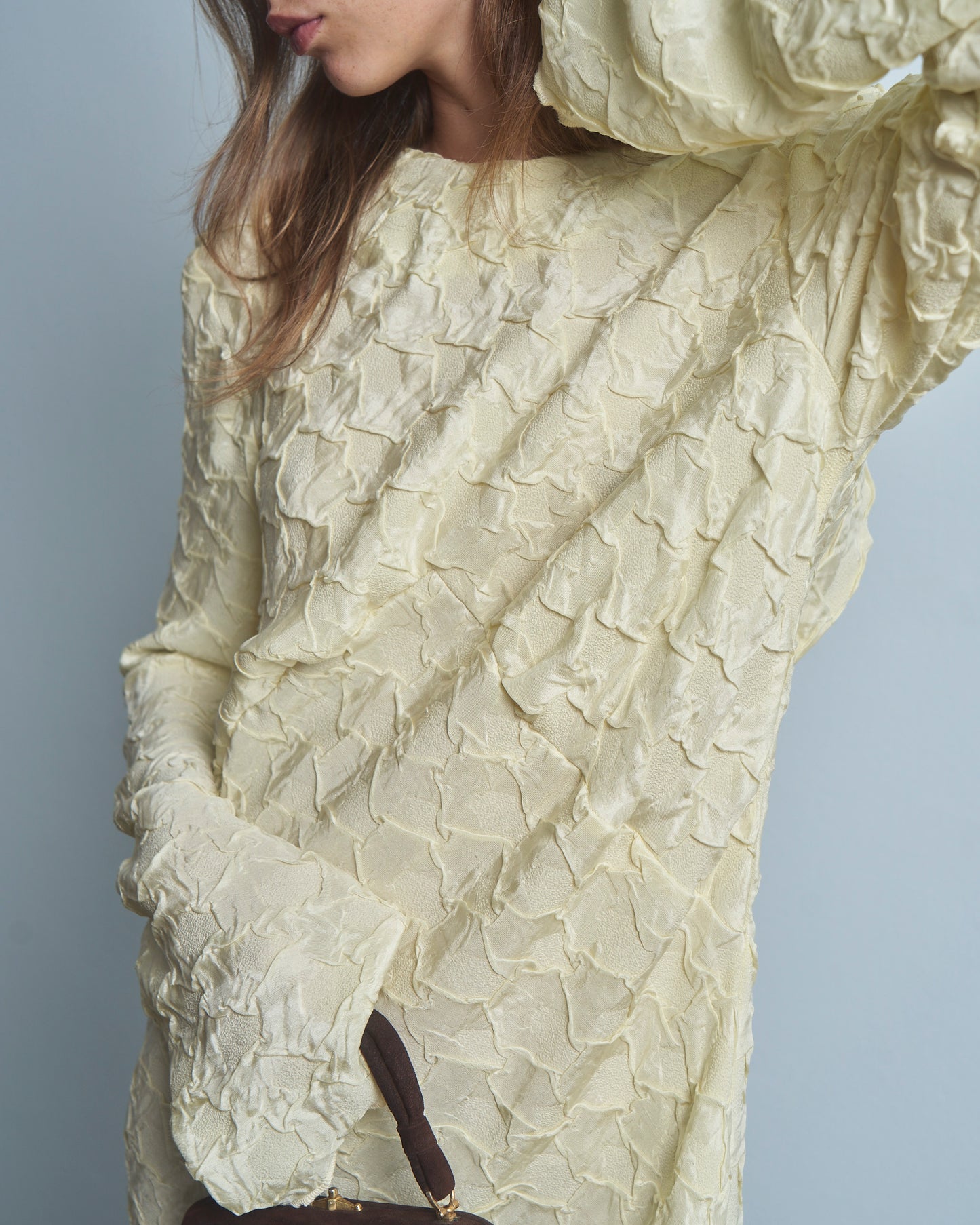Abito lungo sartoriale Montanaro Vintage in tessuto jacquard cloqué