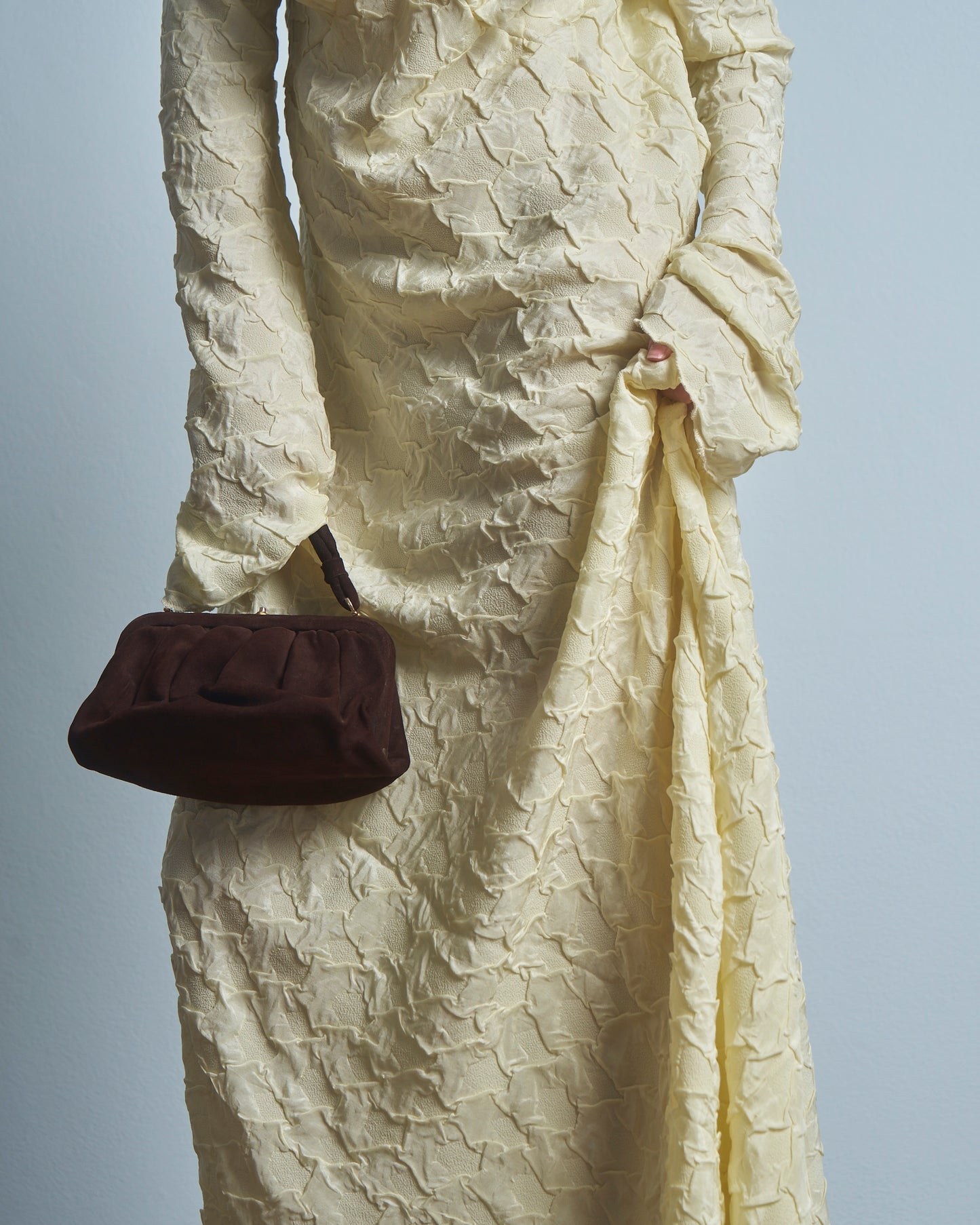 Abito lungo sartoriale Montanaro Vintage in tessuto jacquard cloqué