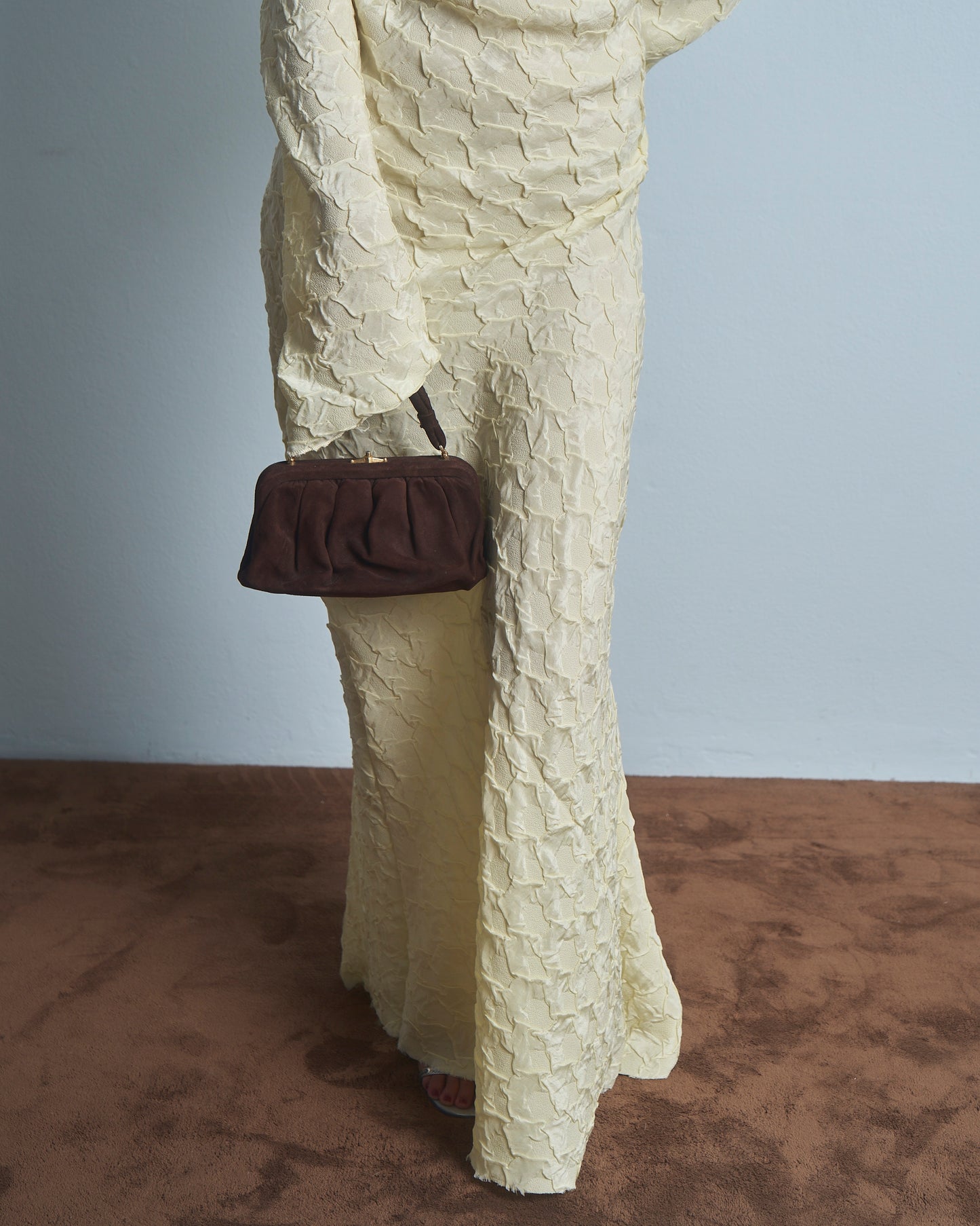 Abito lungo sartoriale Montanaro Vintage in tessuto jacquard cloqué