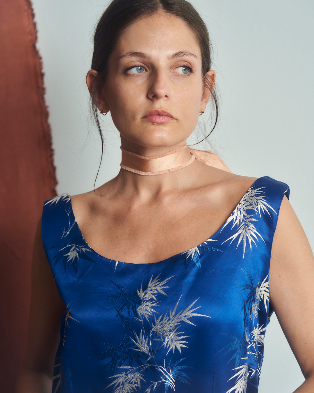 Abito chinoiserie anni 50 in pura seta Jacquard