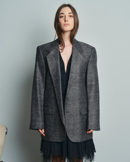 Blazer In pura seta spigata maschile Paco Rabanne