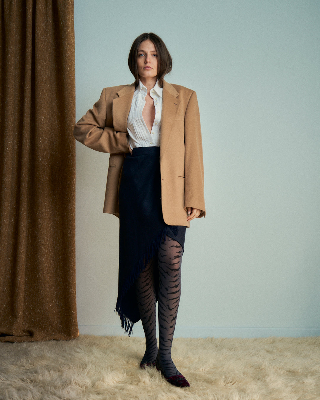 Blazer sartoriale in tessuto LORO PIANA color cammello