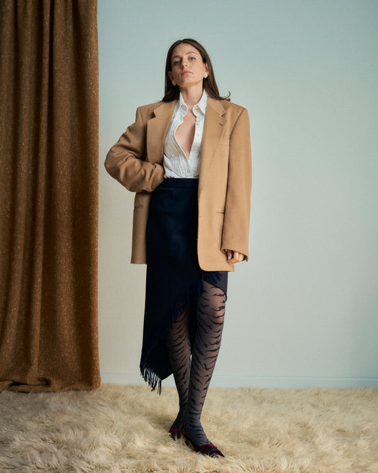 Blazer sartoriale in tessuto LORO PIANA color cammello