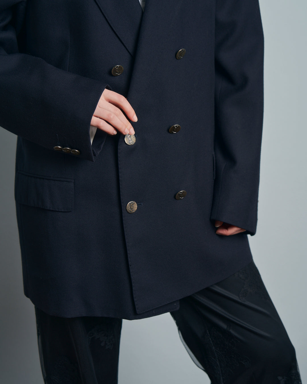 Blazer maschile Yves Saint Laurent doppio petto con doppio spacco