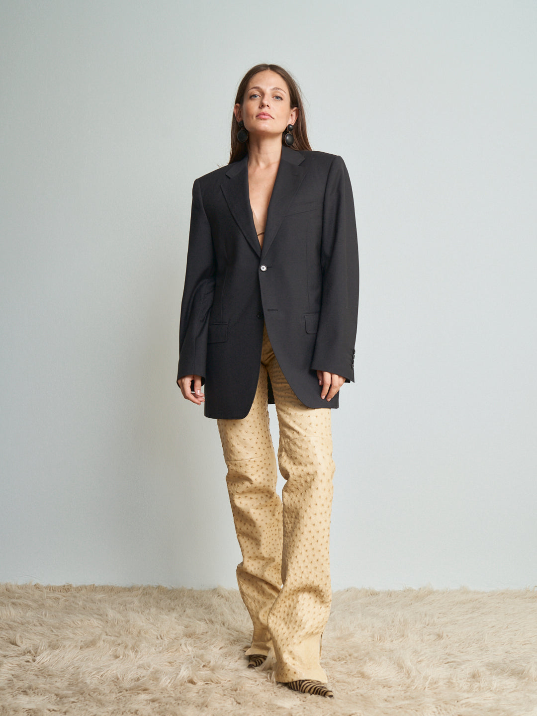 Giacca Blazer Canali in Lana pettinata,tessuto occhio di pernice monopetto classico