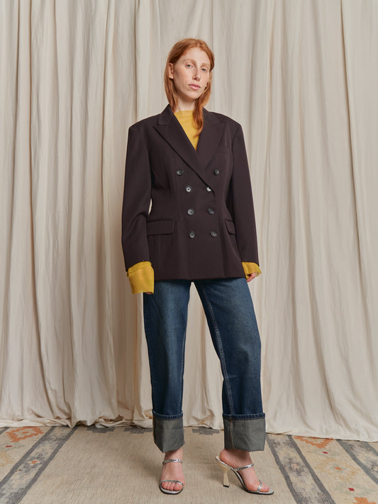 Blazer Yohji Yamamoto archivio in lana doppio petto sagomato in vita anni 90