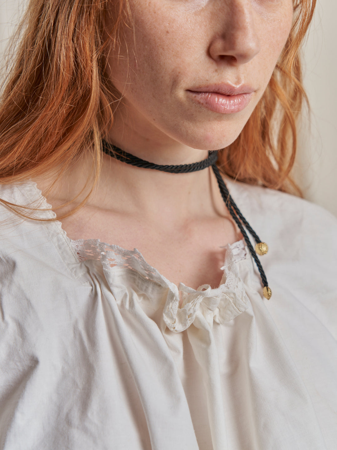 Collana torchon tessuto satin con pendente a cuore