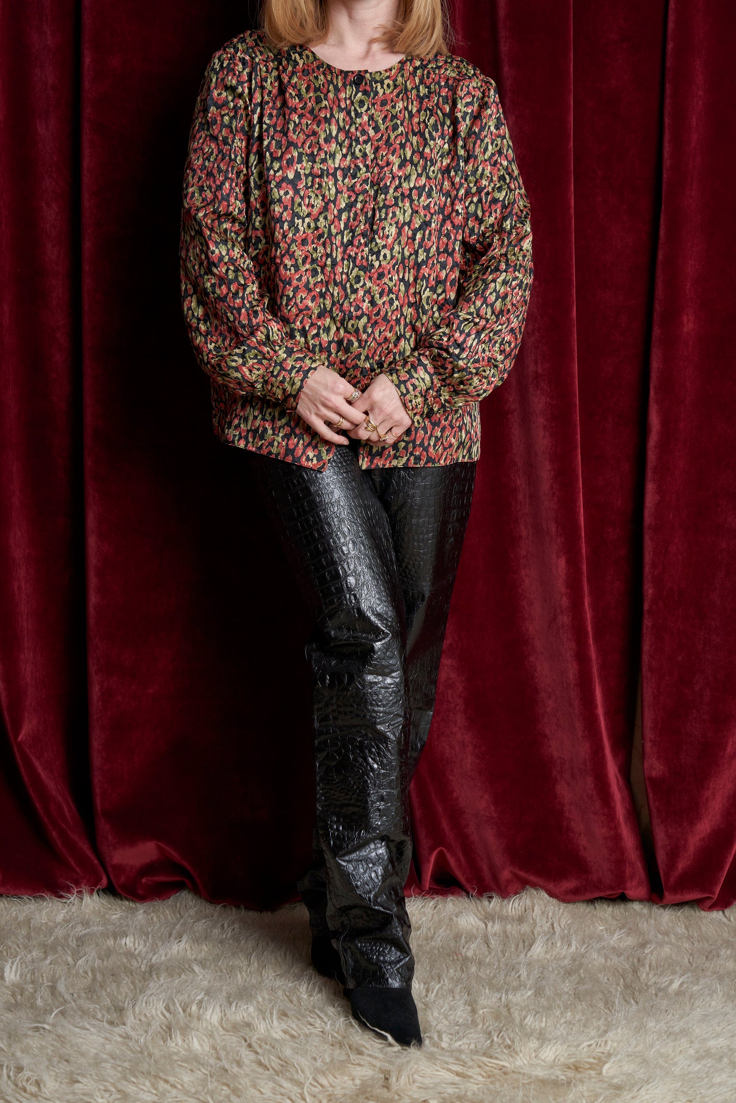 Blusa sartoriale anni 80 in seta jacquard