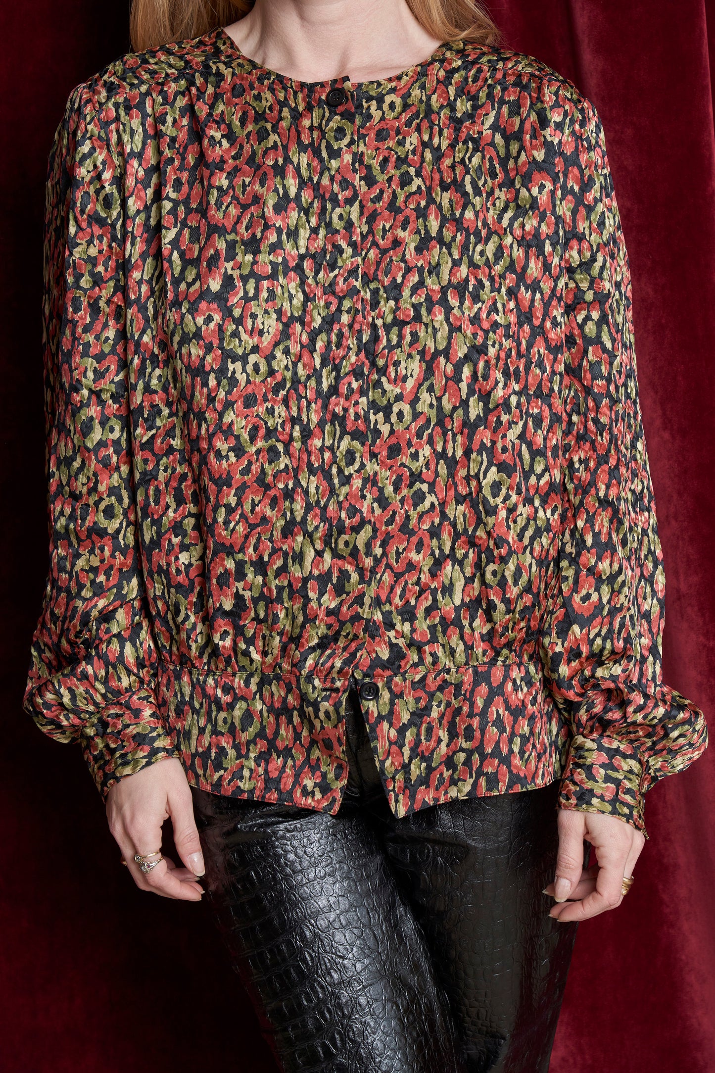Blusa sartoriale anni 80 in seta jacquard