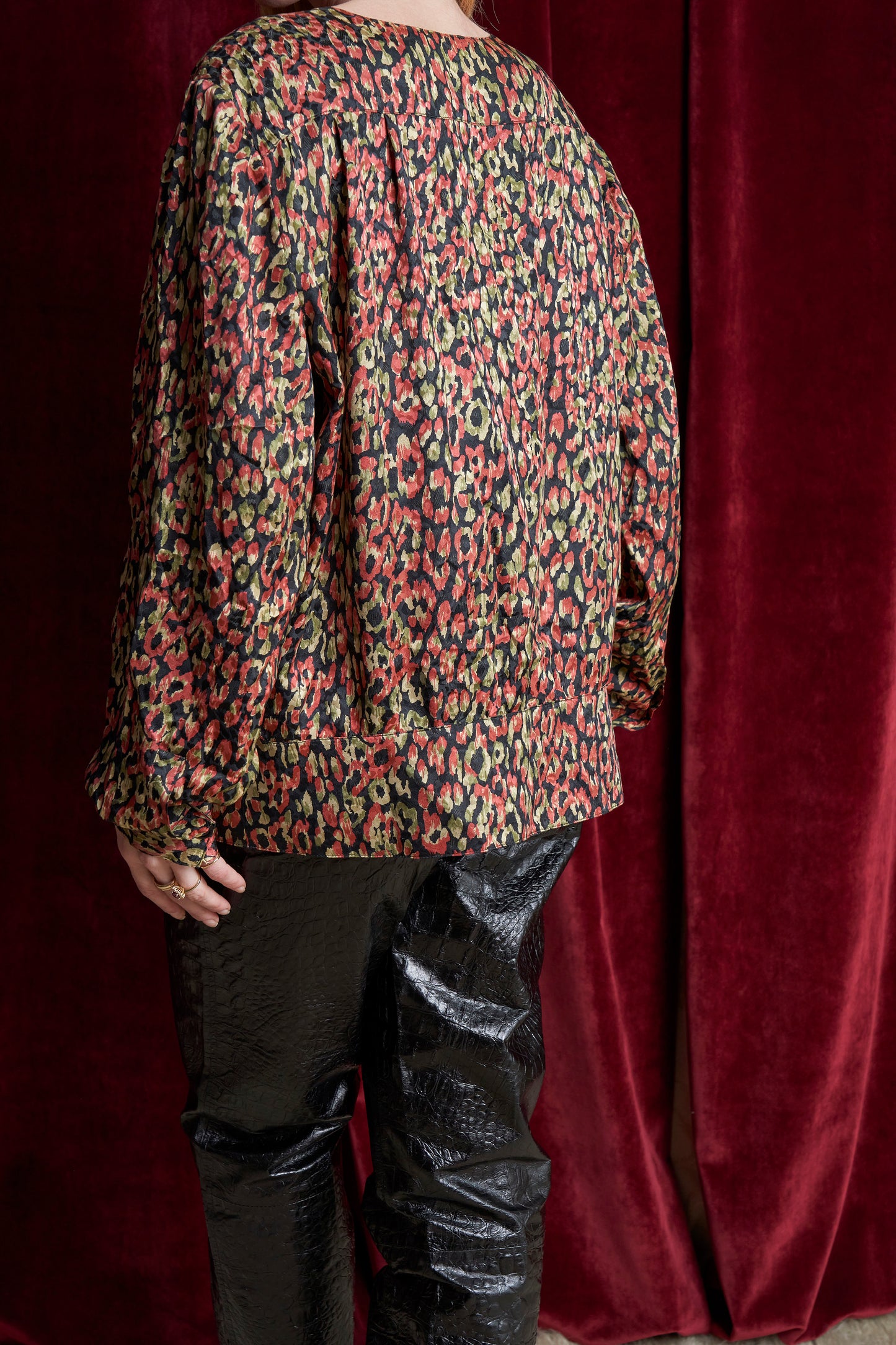 Blusa sartoriale anni 80 in seta jacquard
