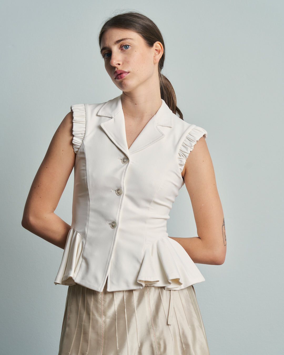 Blusa Antonio Berardi in jersey doppiato lycra a peplum